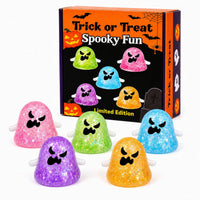 Halloween Ghost Squishy Toys – Glitter Ghost Stress Relief Fidget Toys, Soft Squeeze Toys for Kids Party Favors