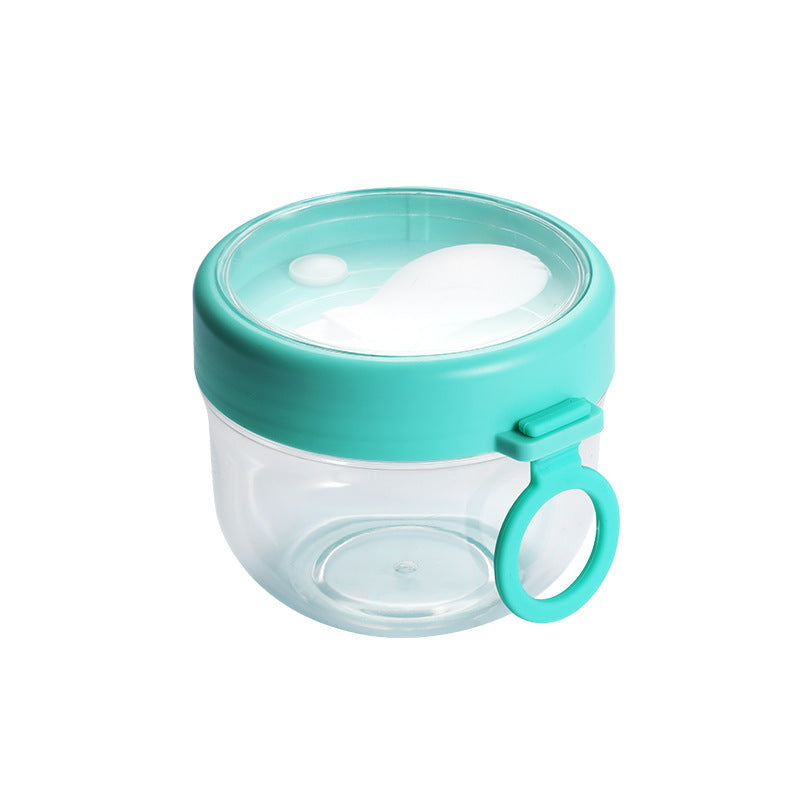 Portable Breakfast Oatmeal Cup with Spoon – 600ml Thickened PC Cereal Container with Lid & Handle for Yogurt, Fruit and Snacks