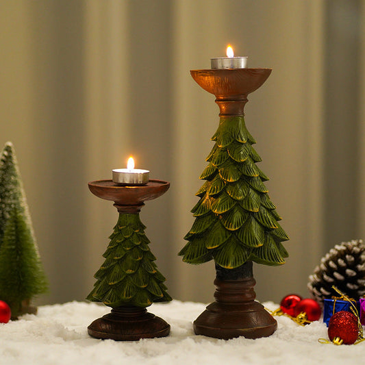Christmas Tree Candle Holder – Vintage Holiday Tealight Stand for Tabletop, Mantel, Dining Room, Fireplace & Festive Home Decor