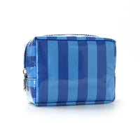 Striped Waterproof PVC Zip Pouch for Cosmetics and Small Essentials