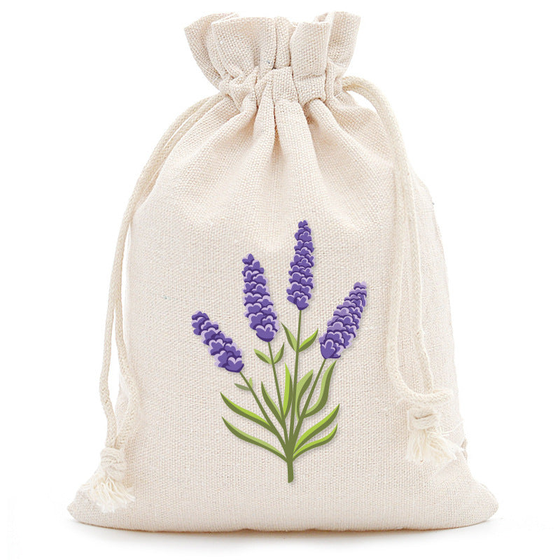 Lavender Print Cotton Drawstring Gift Pouch in Four Designs