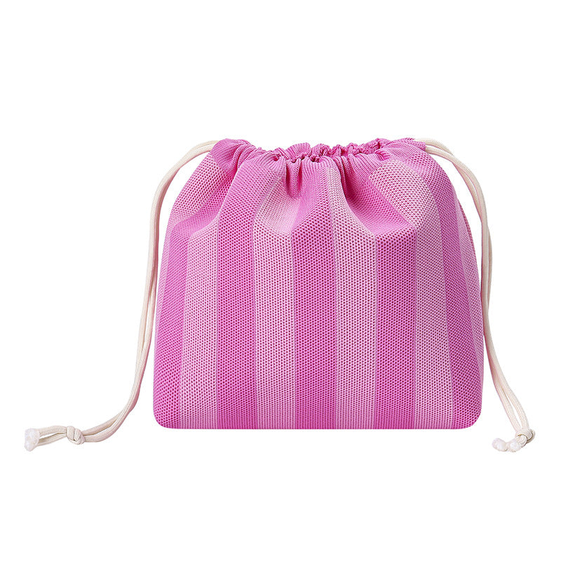 Striped Drawstring Makeup and Travel Storage Bag