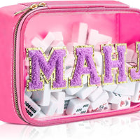 Large Mahjong Storage Bag – Waterproof PVC Travel Organizer with Letter Design for Mahjong Sets & Accessories