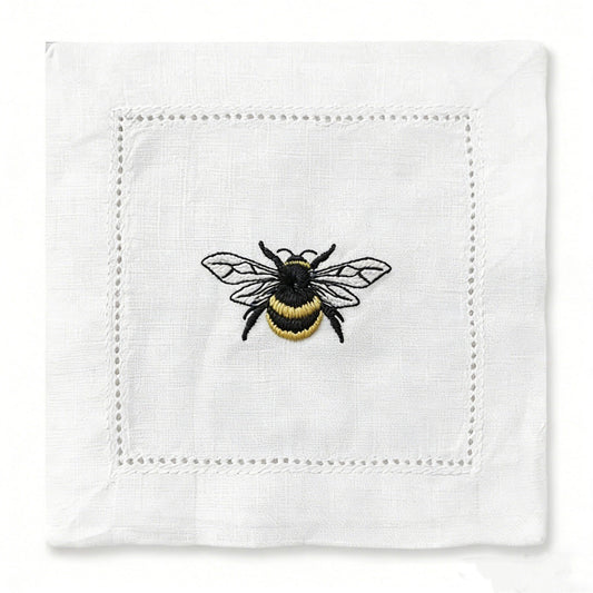 Bee Embroidered Linen Napkin – Decorative Table Linen for Dining & Entertaining