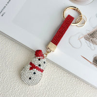 Rhinestone Christmas Keychain Santa Hat Snowman Sparkling Holiday Bag Charm