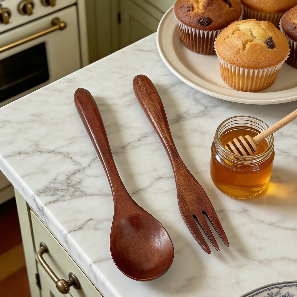 Natural Wooden Soup Spoon for Dining and Desserts