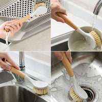 Wooden Handle Dish Scrub Brush Kitchen Pot Cleaning Brush