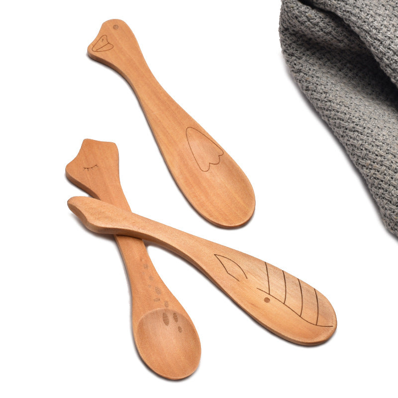 Cute Wooden Spoon | Cartoon Honey Jam Spoon for Kids Dining & Kitchen Accessories