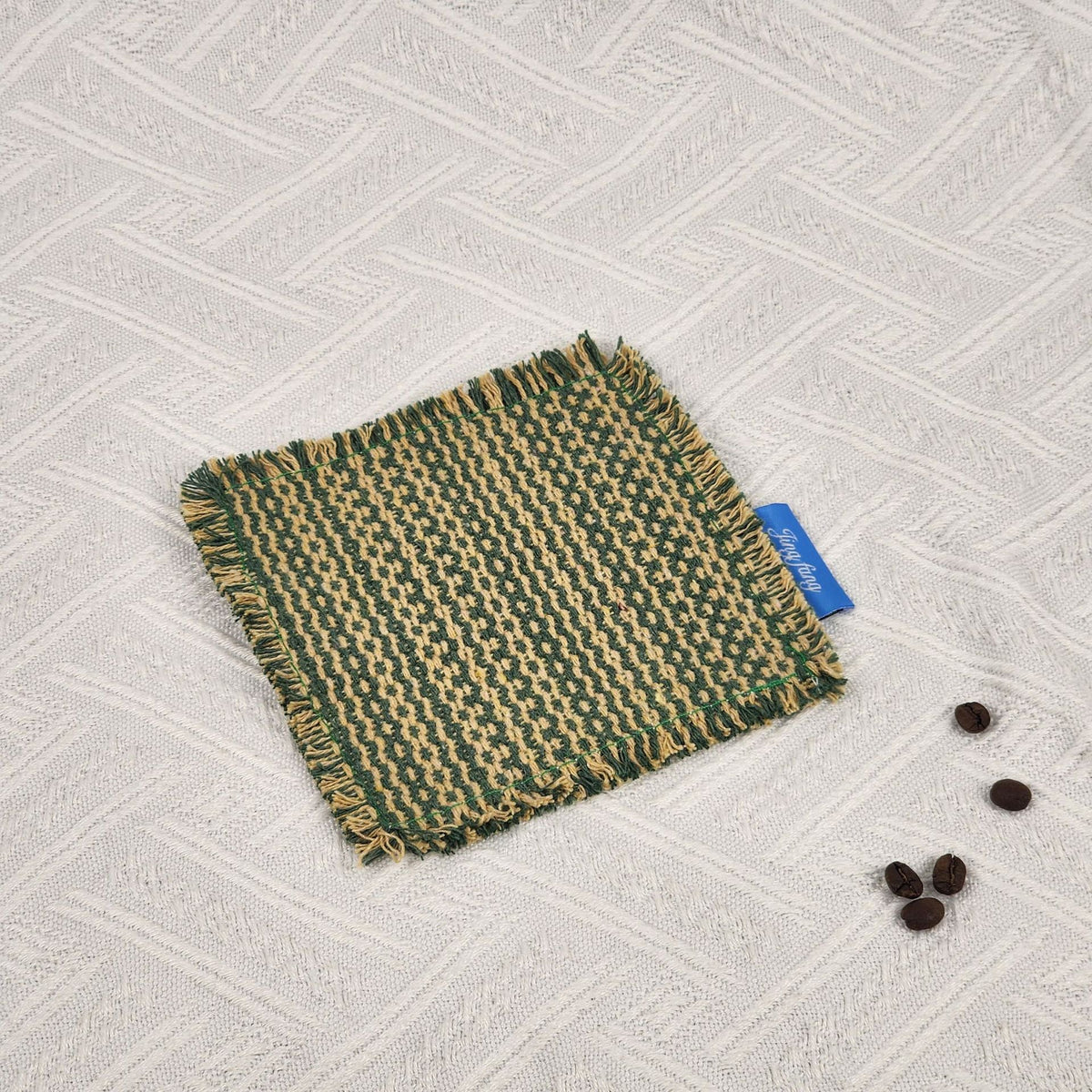 10 × 10 cm Multicolor Woven Cotton Coaster – Square Rustic Drink Mat