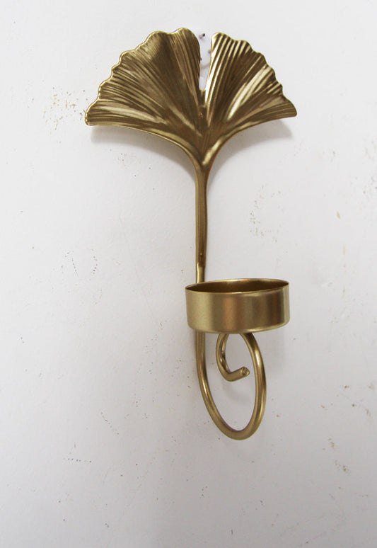 Vintage Ginkgo Leaf Wall Candle Sconce – Antique Gold Iron Candle Holder for Living Room, Bedroom, Hallway, Dining Room & Home Decor