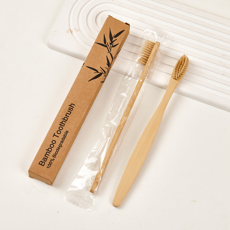Adult Bamboo Toothbrush with Soft Bristles and Individual Box