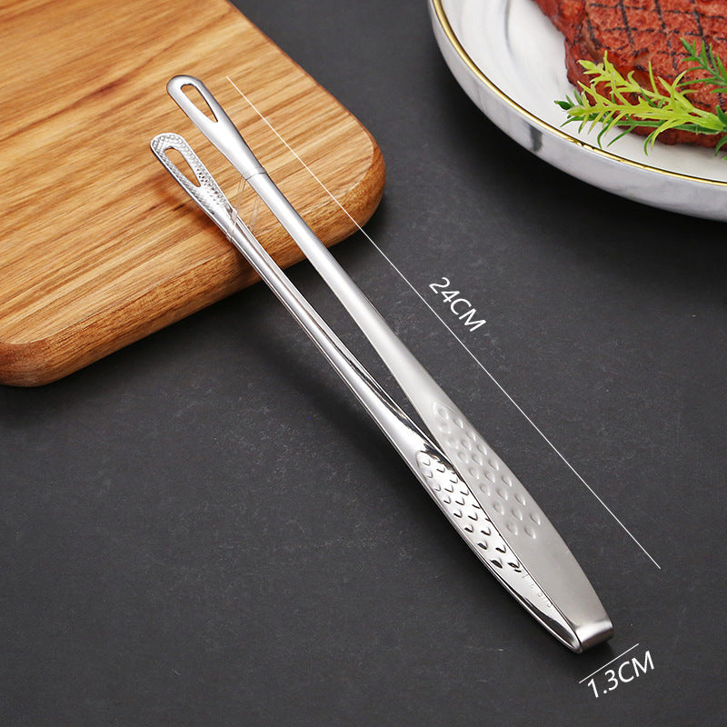 304 Stainless Steel Long Kitchen Tongs BBQ Grilling Food Serving Tongs