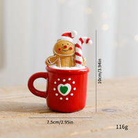 Mini Christmas Resin Mug Figurine Santa Snowman Holiday Tabletop Decoration