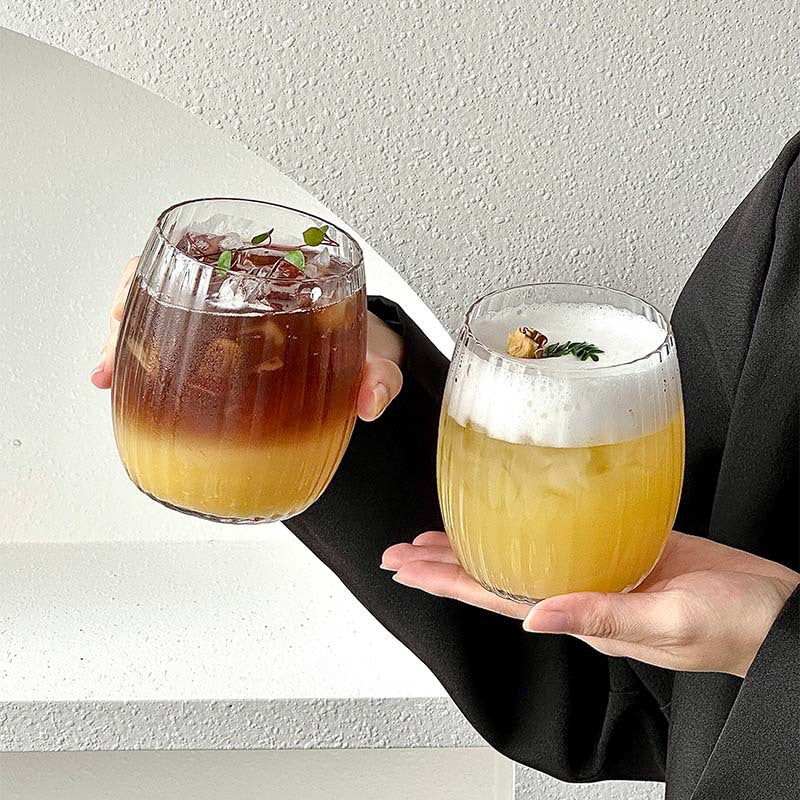 Modern Textured Glass Tumbler for Juice Coffee and Iced Drinks