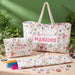 American Mahjong Storage Bag Set, Beige Floral Print 3-Piece Organizer