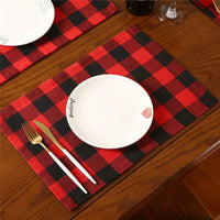 Christmas Plaid Placemat, Red Black White Dining Table Mat