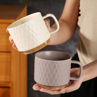 420ml Ceramic Coffee Mug – Textured Tea & Milk Cup with Handle for Coffee, Latte, Breakfast, Café, Office & Home Use