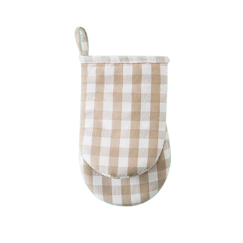 Thickened Plaid Cotton Oven Mitt for Baking and Kitchen Heat Protection