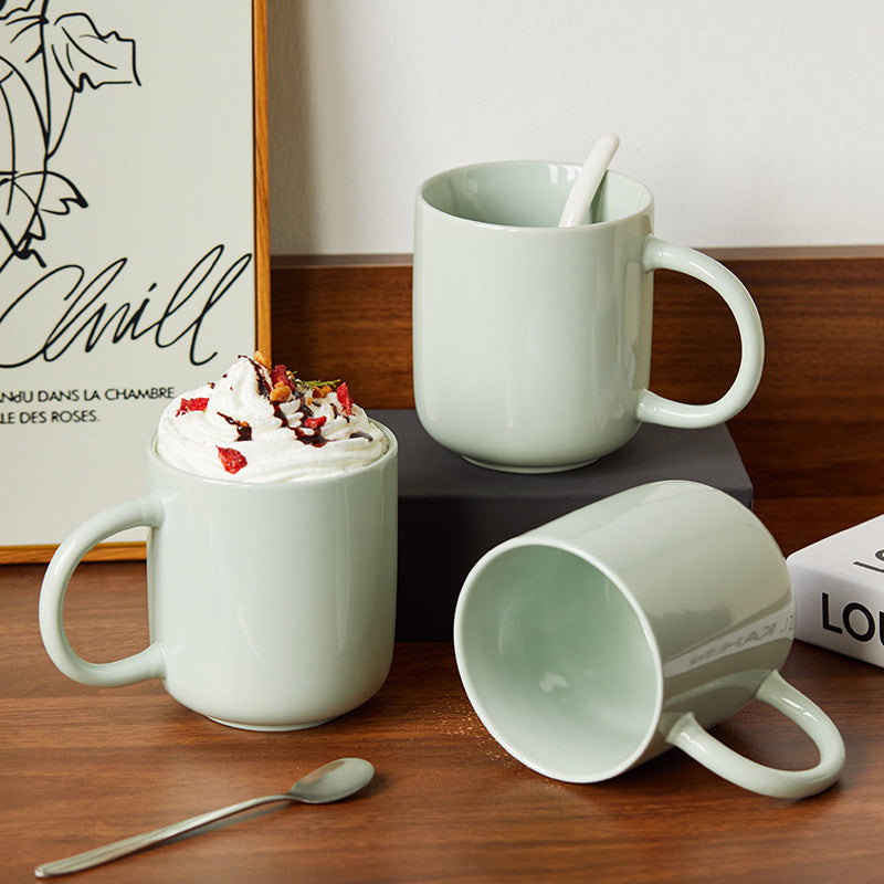 Glossy Ceramic Coffee Mug – 500ml Large Capacity Straight‑Body Drinking Cup for Home & Office