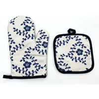 Floral Oven Mitt and Pot Holder Set in Three Designs