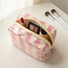 Striped Waterproof PVC Zip Pouch for Cosmetics and Small Essentials