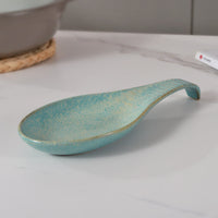 Ceramic Spoon Rest – Speckled Pottery Spoon Holder for Kitchen Countertop & Cooking Utensils