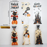 100-Pack Halloween Treat Bags – 3 Assorted Designs, Clear Plastic Candy Bags