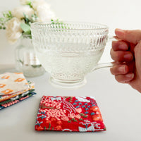Embroidered Linen Coaster, Heat Resistant Coffee Cup Mat