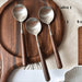 Wood Handle Stainless Steel Spoon – Rustic Table Spoon with Natural Walnut Style Handle for Coffee, Desserts & Dining