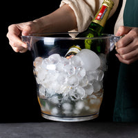 Large Acrylic Ice Bucket, Clear Champagne Wine Beer Cooler with Handles