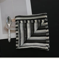 Black & White Woven Table Napkin – Striped Fabric Dining Cloth