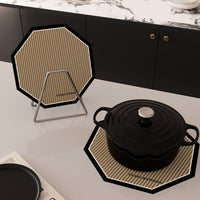 20CM  Octagonal Heat Resistant Pot Trivet – Modern Stripe Kitchen Hot Pad for Pots, Pans & Dining Table Protection