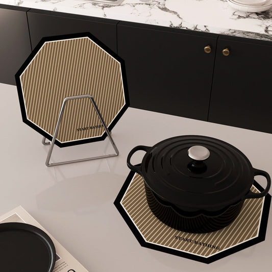 20CM  Octagonal Heat Resistant Pot Trivet – Modern Stripe Kitchen Hot Pad for Pots, Pans & Dining Table Protection