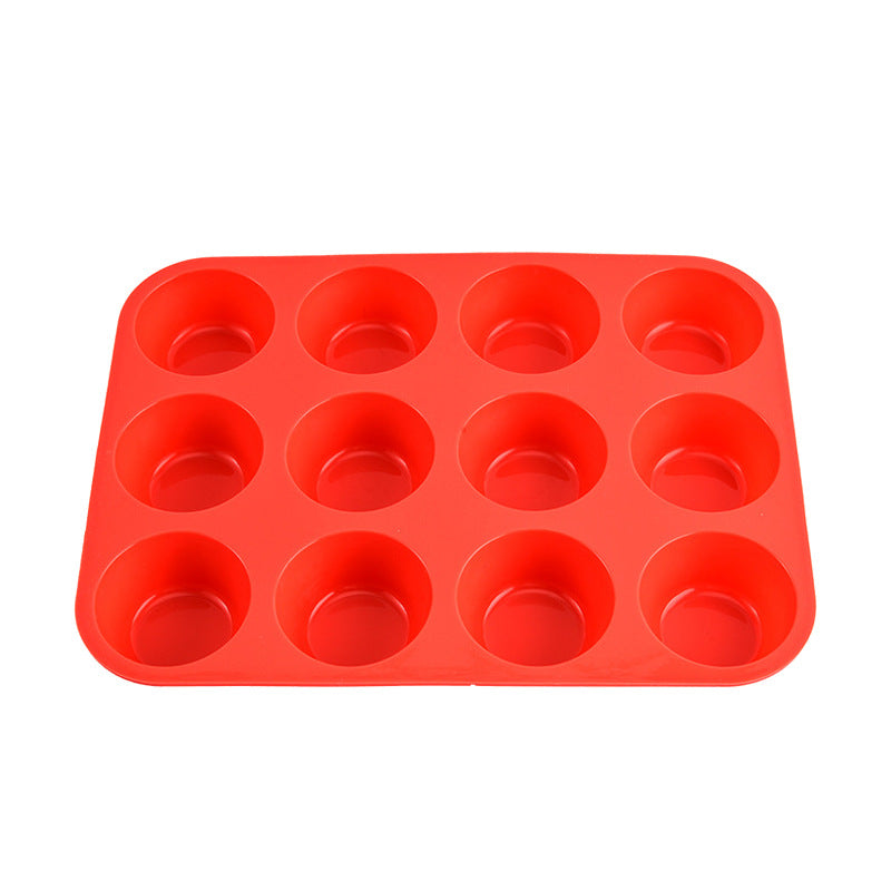 12 Cavity Round Silicone Baking Mold for Muffins and Mini Cakes