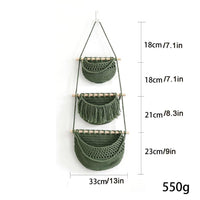 3 Tier Hanging Woven Storage Basket for Kitchen Fruits and Vegetables
