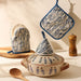 3‑Piece Cotton Linen Heat‑Resistant Kitchen Set – Oven Mitt, Pot Holder & Cone Pot Lid Cap