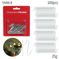Metal Christmas Ornament Hooks, 100-Piece Box of Iron Hanging Hooks for Tree Baubles and Holiday Decorations