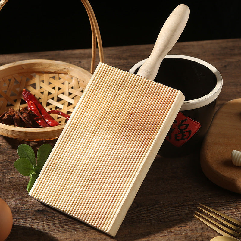Wooden Gnocchi Board, Natural Wood Pasta Making Tool with Handle