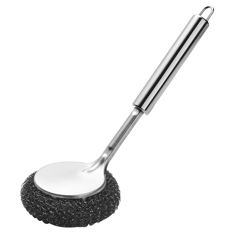 Stainless Steel Wire Scrub Brush Long Handle Pot Cleaning Scrubber