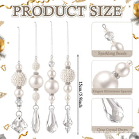 Pearl Look Beaded Christmas Ornaments with Clear Drops