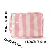 Striped Waterproof PVC Zip Pouch for Cosmetics and Small Essentials