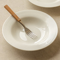 White Ceramic Pasta Bowl, 8.7 Inch Wide Rim Soup Plate