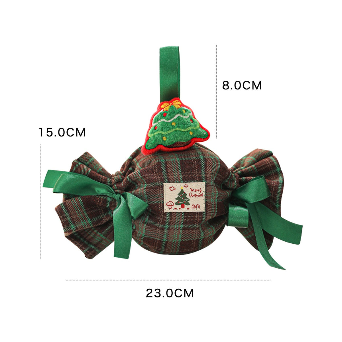 Christmas Eve Apple Gift Bag Mini Holiday Candy Pouch with Santa Hat Design