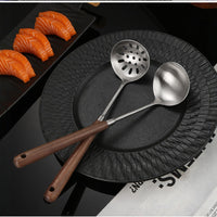 Walnut Handle Ladle and Slotted Spoon Kitchen Utensils