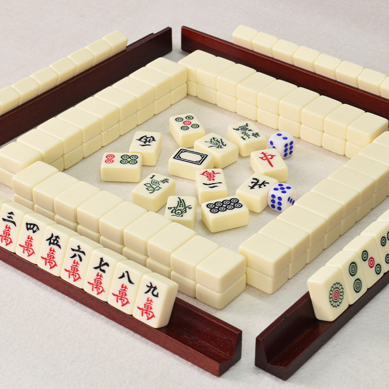 Mahjong Tile Rack Set – Set of 4 L-Shaped Solid Wood Mahjong Holders, 25cm Tile Display Racks for Mahjong Games