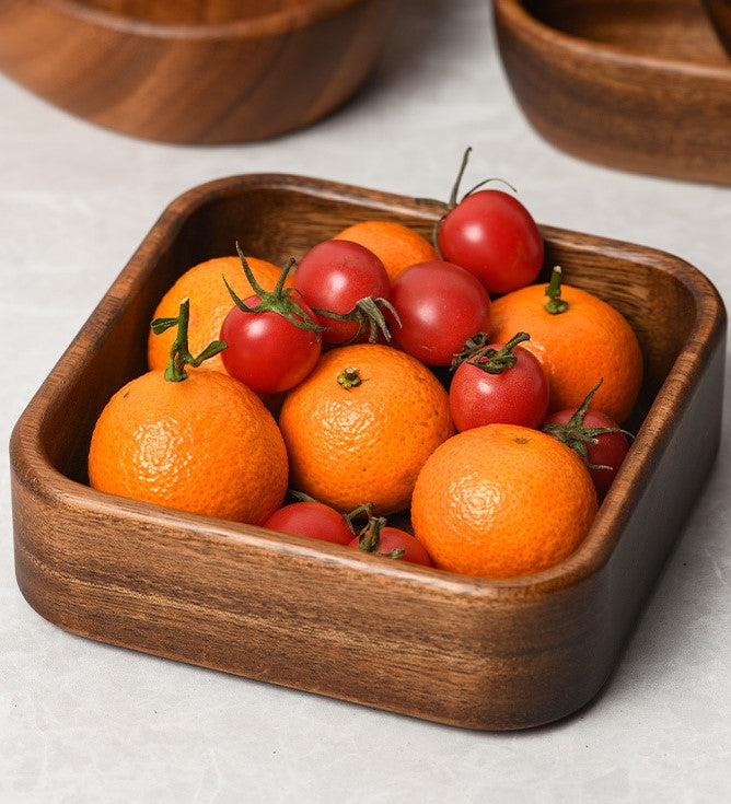 Wooden Square Snack Bowl with Rounded Corners
