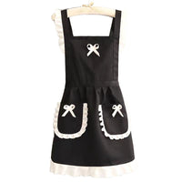 Vintage Ruffle Apron for Women – Polyester Kitchen Apron with Pockets, Bow Detail Cooking Baking Apron for Home, Café & Garden