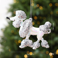 Glitter Poodle Christmas Tree Hanging Ornament