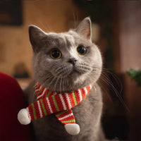 Christmas Knitted Pet Scarf for Cats and Dogs Festive Accessory