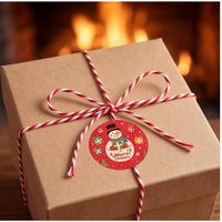 Vintage Christmas Round Sticker Roll, Retro Santa Claus Holiday Adhesive Labels